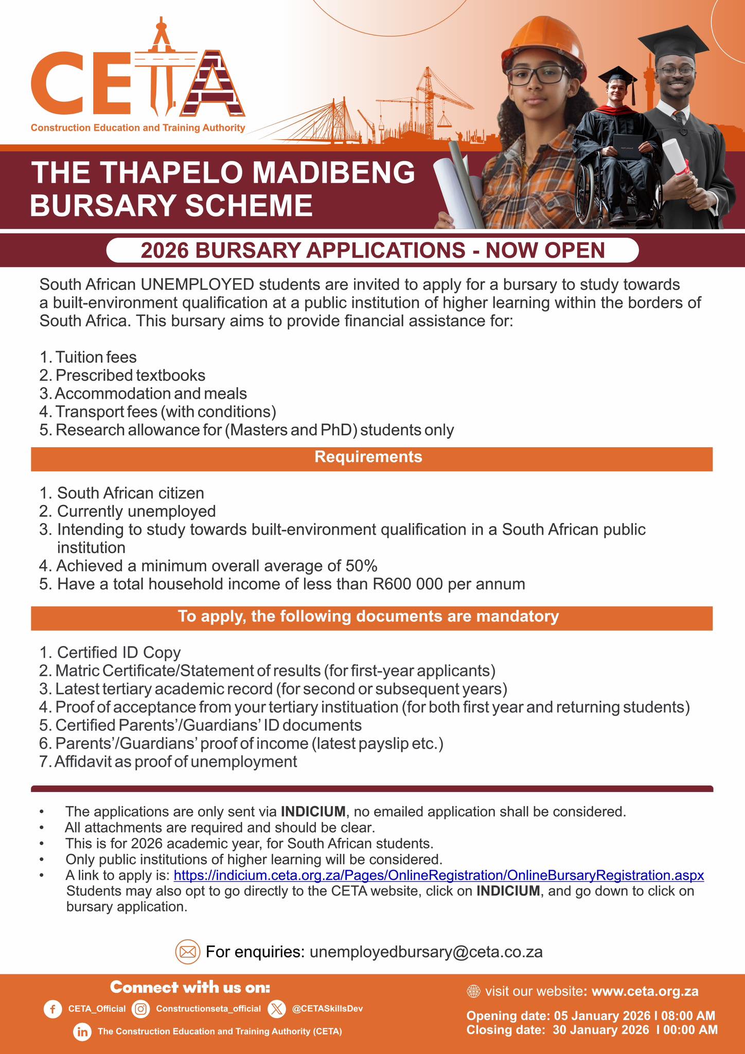 The Thapelo Madibeng Bursary Scheme – 2026 Applications Now Open